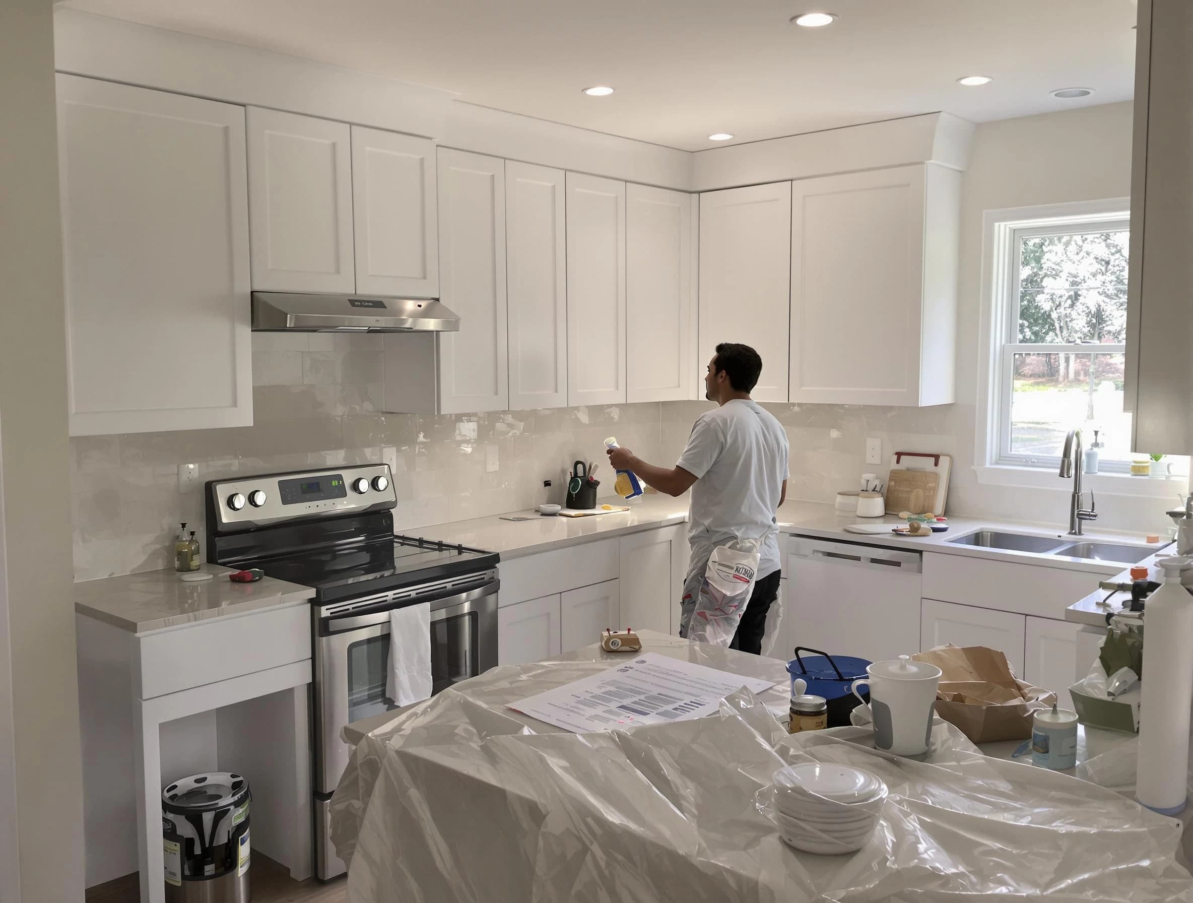 Shaker Heights House Painters performing detailed kitchen painting in Shaker Heights